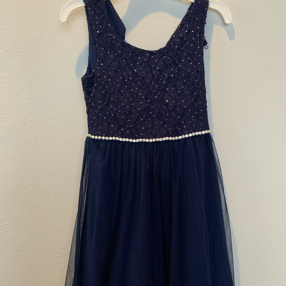 Girls Navy Holiday Dress Size 8 - Picture 2 of 6